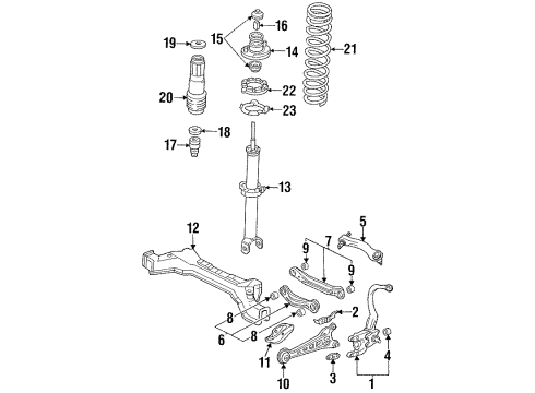 1992 Honda Accord Rear Suspension Components, Lower Control Arm, Upper Control Arm, Stabilizer Bar Spring, Rear (Mitsuboshi Seiko) Diagram for 52441SM4A03