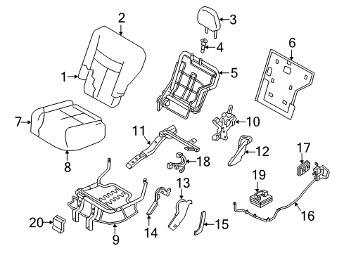2016 Nissan Murano Rear Seat Components Pad Assy-Cushion, Rear Seat LH Diagram for 883615AA0A