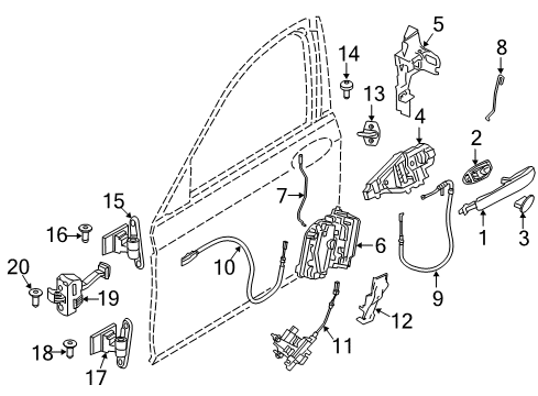 2022 BMW 530i xDrive Rear Door CARRIER, OUTSIDE DOOR HANDLE Diagram for 51219881773