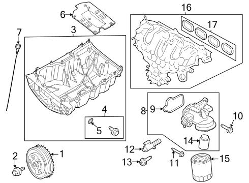 Engine Parts, Mounts, Cylinder Head & Valves, Camshaft & Timing, Variable Valve Timing, Oil Cooler, Oil Pan, Oil Pump, Adapter Housing, Balance Shafts, Crankshaft & Bearings, Pistons, Rings & Bearings BRACKET - ENGINE FRONT SUPPORT Diagram for LX6Z6038E