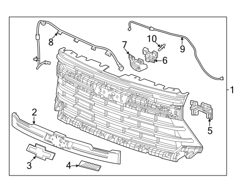 1997 Ford Expedition Grille & Components Emblem Diagram for 84778908