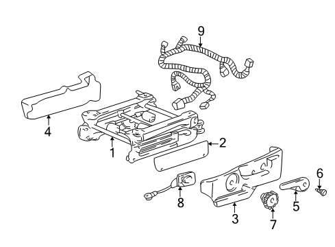 2005 Buick Rendezvous Tracks & Components Switch Asm, Passenger Seat Adjuster *Light Gray *Gray Diagram for 89022442