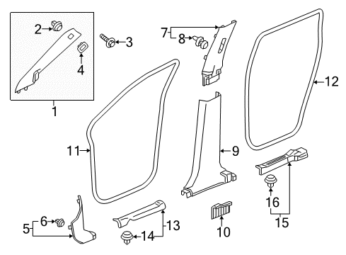 2018 Honda Ridgeline Interior Trim - Pillars, Rocker & Floor Seal, RR. Door Opening Diagram for 72815T6ZA01