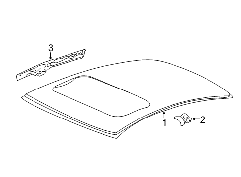 2016 Acura ILX Roof & Components Rail, Passenger Side Roof Side Diagram for 64211TV9A00ZZ