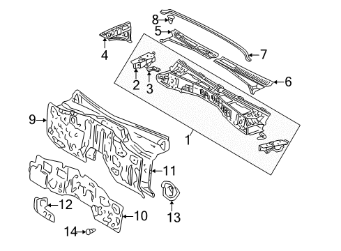 1999 Toyota Land Cruiser Cowl Dash Panel Diagram for 551016D190