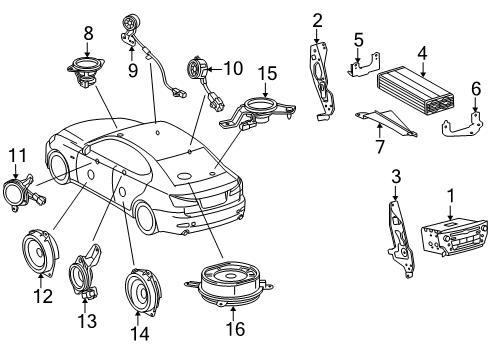 2012 Lexus IS250 Sound System Speaker Assembly, Radio Diagram for 861600WN20