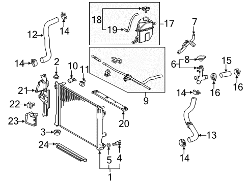 2020 Toyota Camry Radiator & Components Hose, Radiator, NO.1 Diagram for 165710P370
