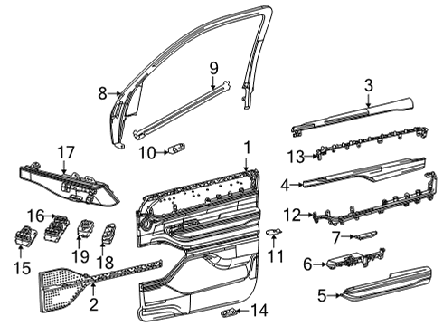 Interior Trim - Front Door ARMREST-FRONT DOOR TRIM Diagram for 6KN981D4AB