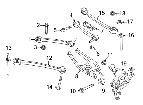 2020 BMW M4 Rear Suspension, Lower Control Arm, Upper Control Arm, Ride Control, Stabilizer Bar, Suspension Components Holder Rds, Left Diagram for 34302284731