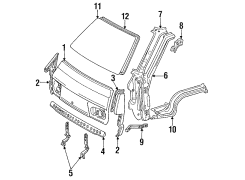 1985 Toyota Van Front Panel, Windshield Glass Mirror Diagram for 878012801003