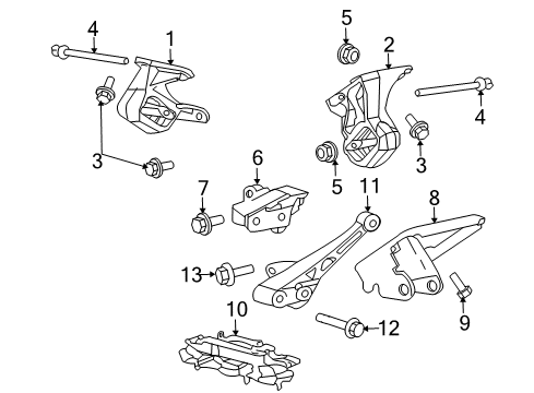 2008 Mitsubishi Raider Engine & Trans Mounting Bracket-Engine Mount Diagram for 52013522AB