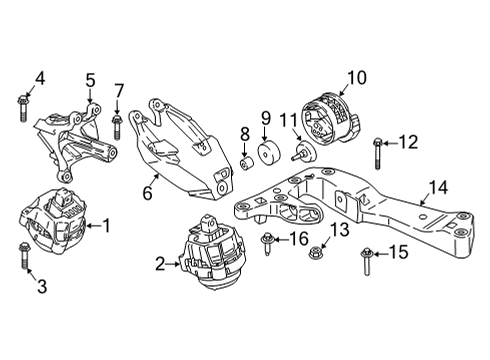2021 BMW X3 Engine & Trans Mounting Engine Mount Bracket Right Diagram for 22116870760