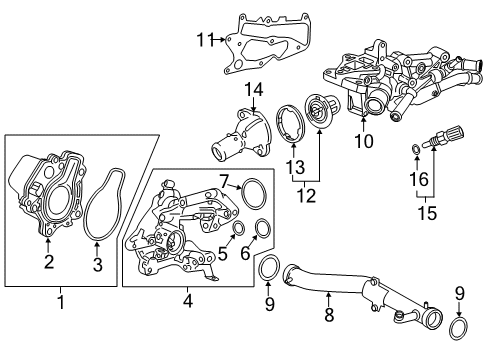 2020 Honda Accord Powertrain Control Gasket, Water Outlet Diagram for 193166C1A01