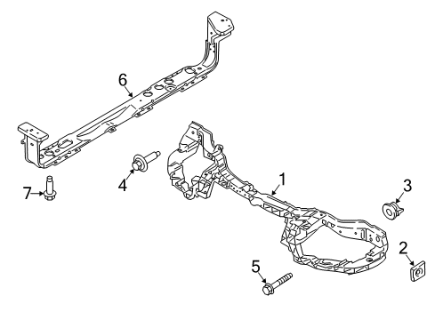 2018 Ford Focus Radiator Support Lower Tie Bar Diagram for G1FZ16138A