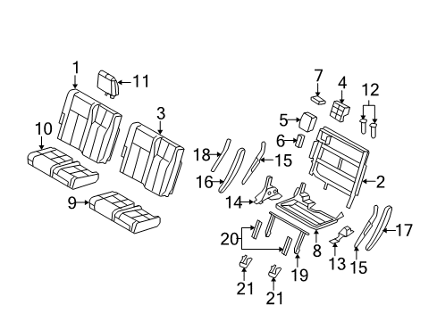 2008 Ford Expedition Third Row Seats Seat Cushion Pad Diagram for 7L1Z7863841A