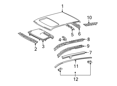 2007 Toyota Corolla Roof & Components, Exterior Trim Support Diagram for 6311812100