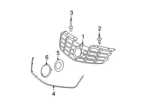 2009 Cadillac DTS Grille & Components Emblem Diagram for 25737138