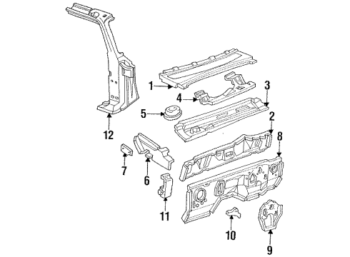 1997 Ford Ranger Cab Cowl, Hinge Pillar Shield Diagram for E9TZ7802254A
