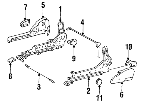 1993 Toyota Corolla Tracks & Components Track End Cap Diagram for 7213712030C0