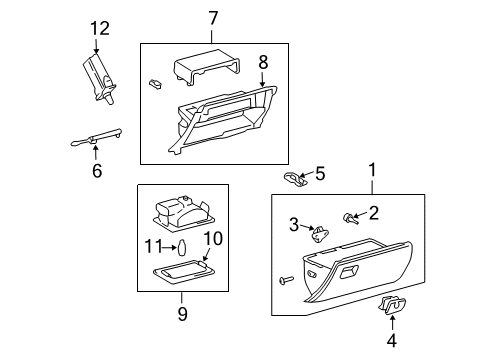 2009 Lexus GX470 Glove Box Lock Assy, Glove Compartment Door Diagram for 5550660010A0