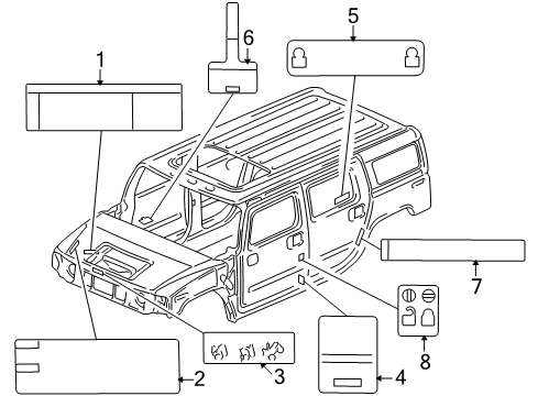 2007 Hummer H2 Information Labels Info Label Diagram for 15293578