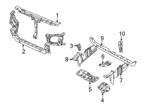 2004 Hyundai Sonata Radiator Support Hook-Front Tie Down, LH Diagram for 8417938000