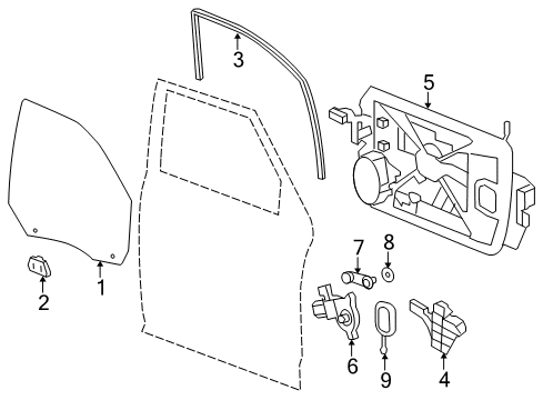 2013 Ram 2500 Front Door Channel-Front Door Glass Diagram for 68044814AA