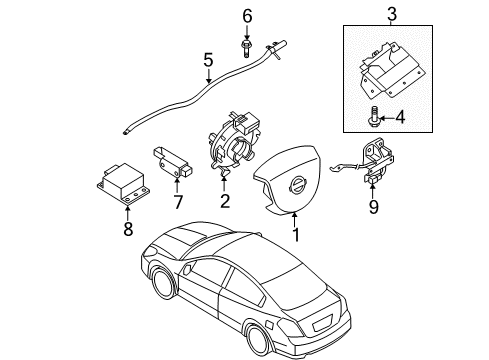 2008 Nissan Altima Air Bag Components Curtain Air Bag Passenger Side Module Assembly Diagram for 985P0JB18A