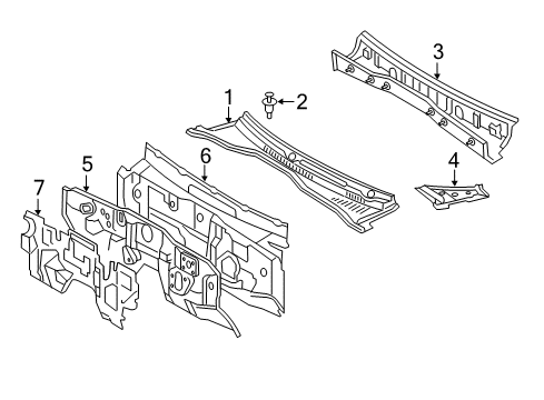 2019 Toyota Tacoma Cab Cowl Cowl Top Panel Diagram for 5570004320