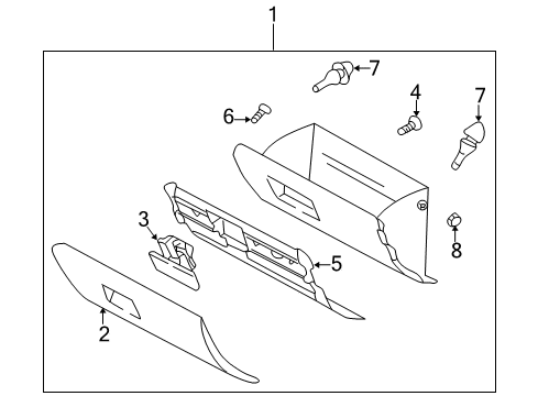 2002 Kia Rio Glove Box Screw-Tapping Diagram for 1243304129B