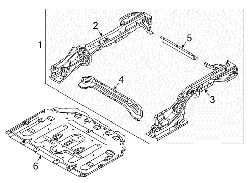 2017 Hyundai Ioniq Rear Floor & Rails Member Assembly-Rear Floor Under Diagram for 65700G7000