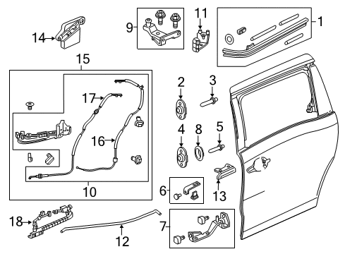 2019 Honda Odyssey Door Hardware Cess Assy., R. Slide Door (Manual) Diagram for 72544THRA01