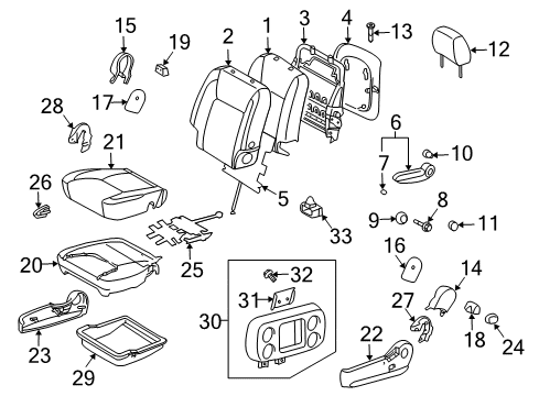 2004 Toyota Sienna Heated Seats Seat Back Cover Diagram for 71073AE220B0