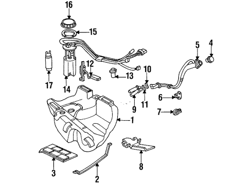 1996 Cadillac DeVille Fuel System Components CLAMP, Fuel Tank Filler Diagram for 3530901