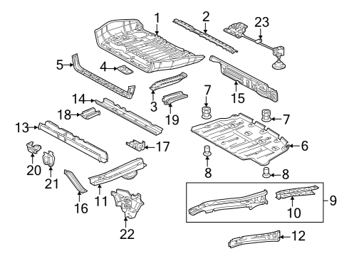 2012 Toyota Sienna Rear Floor & Rails Carrier Assembly, Spare Diagram for 5190008040