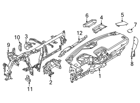 2022 Ford Maverick Cluster & Switches, Instrument Panel DUCT - AIR Diagram for NZ6Z19B680C
