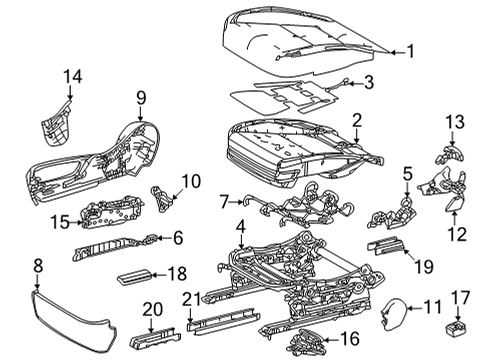 Passenger Seat Components Pocket Retainer Diagram for 9008016089
