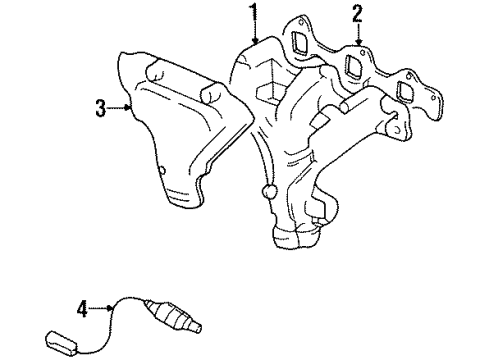 2000 Chevrolet Metro Exhaust Manifold Shield, Exhaust Manifold Heat Diagram for 96060097