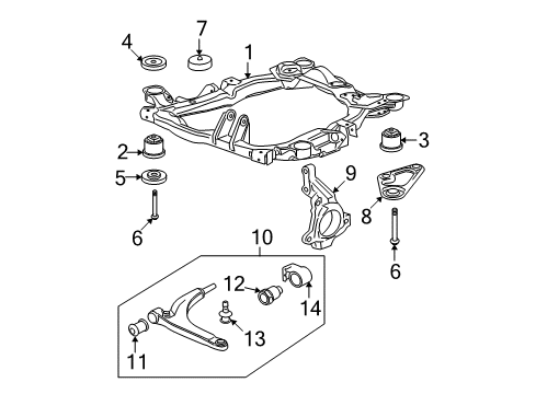 2012 Chevrolet Malibu Front Suspension Components, Lower Control Arm, Stabilizer Bar Dampener, Drivetrain & Front Suspension Vibration Diagram for 25949115