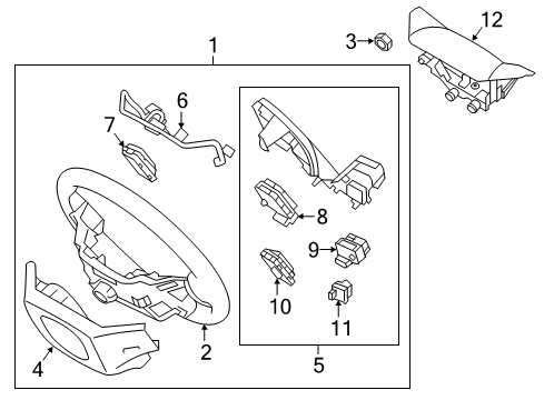 2016 Hyundai Santa Fe Sport Steering Column & Wheel, Steering Gear & Linkage Body-Steering Wheel Diagram for 561202W050RYN