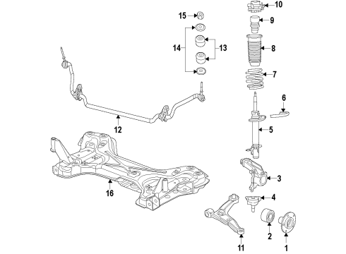 2021 Ram ProMaster 1500 Front Suspension, Lower Control Arm, Stabilizer Bar, Suspension Components Front Wheel Hub Diagram for 68099264AA
