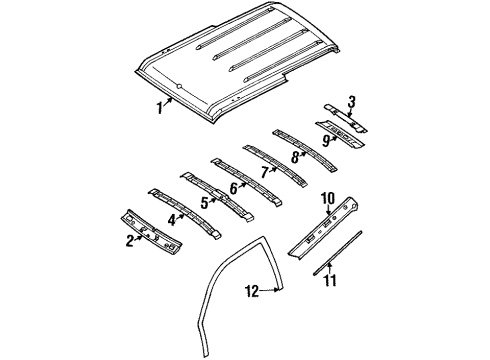 1998 Isuzu Rodeo Roof & Components Closing, R. Roof Side Diagram for 8971242883