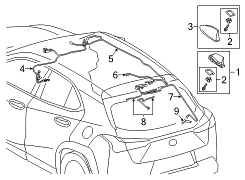 2021 Lexus UX250h Antenna & Radio Cord Sub-Assembly, ANTEN Diagram for 8610176730