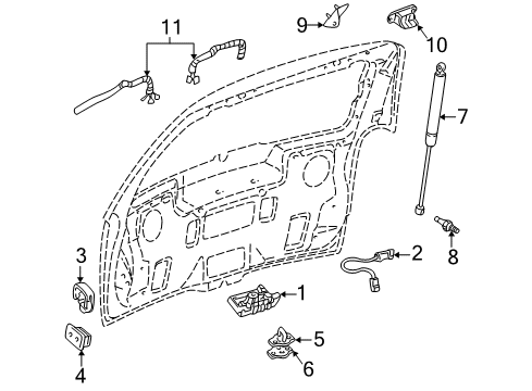 2007 Buick Terraza Lift Gate - Lock & Hardware Wedge-Lift Gate (Lift Gate Side) Diagram for 25766856