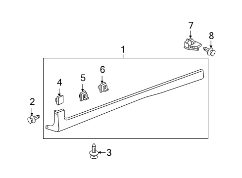 2009 Honda Fit Exterior Trim - Pillars, Rocker & Floor Clip, Side Sill Garnish (Upper) Diagram for 91514SAA003
