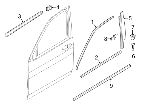 2020 BMW X7 Exterior Trim - Front Door FINISHER WINDOW FRAME B-PILL Diagram for 51337428681