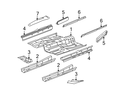 2012 Jeep Compass Pillars, Rocker & Floor - Floor & Rails Pan-Front Floor Diagram for 5183908AD