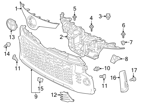 Grille & Components Emblem Diagram for 9097502124