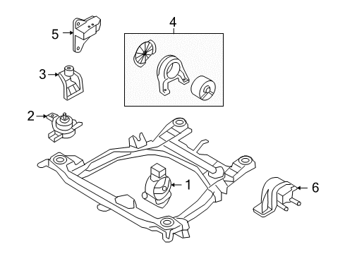 2010 Hyundai Santa Fe Engine & Trans Mounting Support Engine Mounting Bracket Diagram for 218252P000