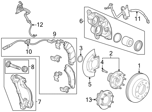 2022 Chevrolet Silverado 3500 HD Front Brakes Extension Diagram for 84045105